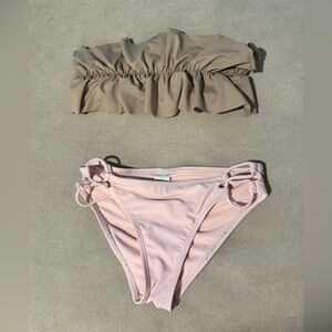 Tan and Pink Bikini Set